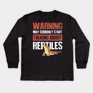 Bearded Dragon Lizard Reptile Warning Kids Long Sleeve T-Shirt
